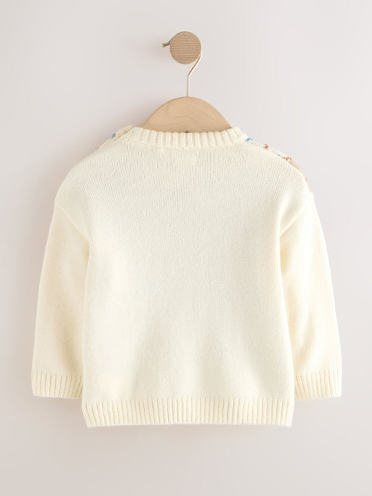 Cream Argyle Knitted Crew Neck Jumper (3mths-7yrs)