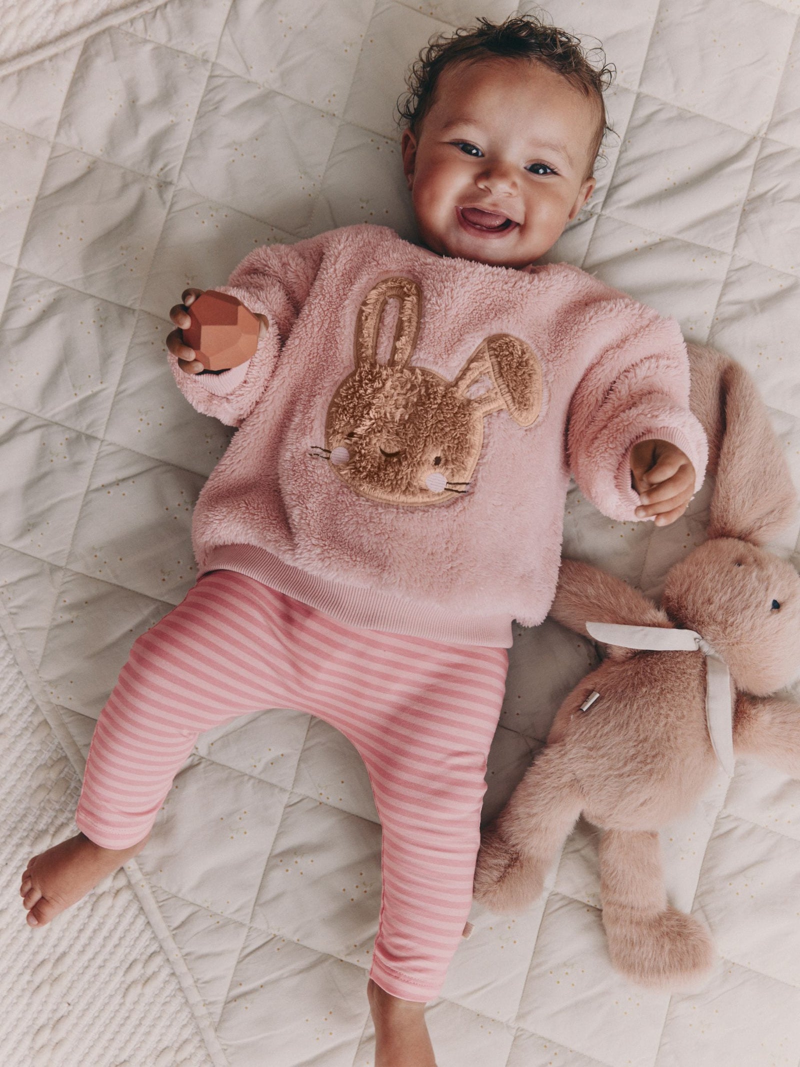 Pink Bunny Baby Fleece Tops and Leggings Set 2 Piece (0mths-2yrs)