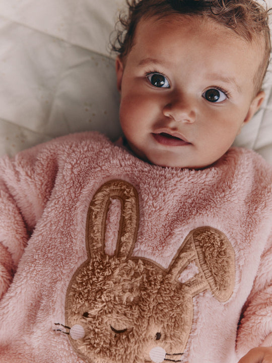 Pink Bunny Baby Fleece Tops and Leggings Set 2 Piece (0mths-2yrs)