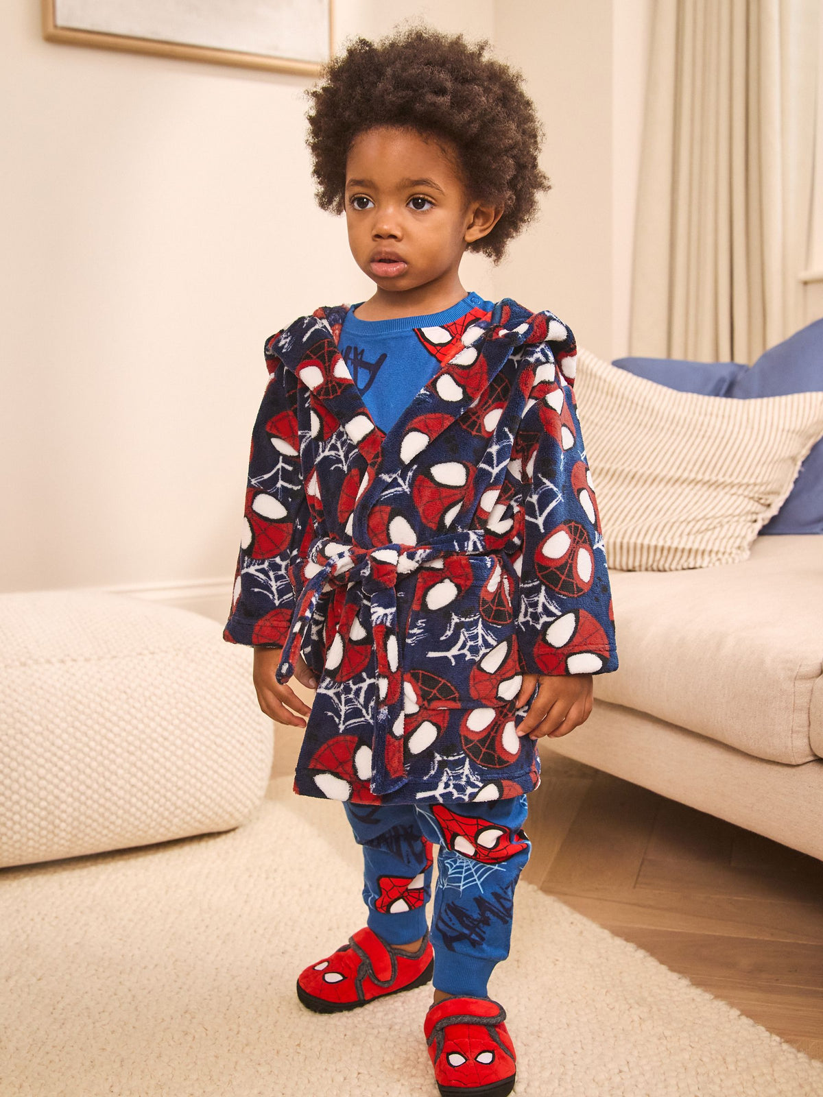 Navy Spiderman Fleece Robe (12mths-10yrs)