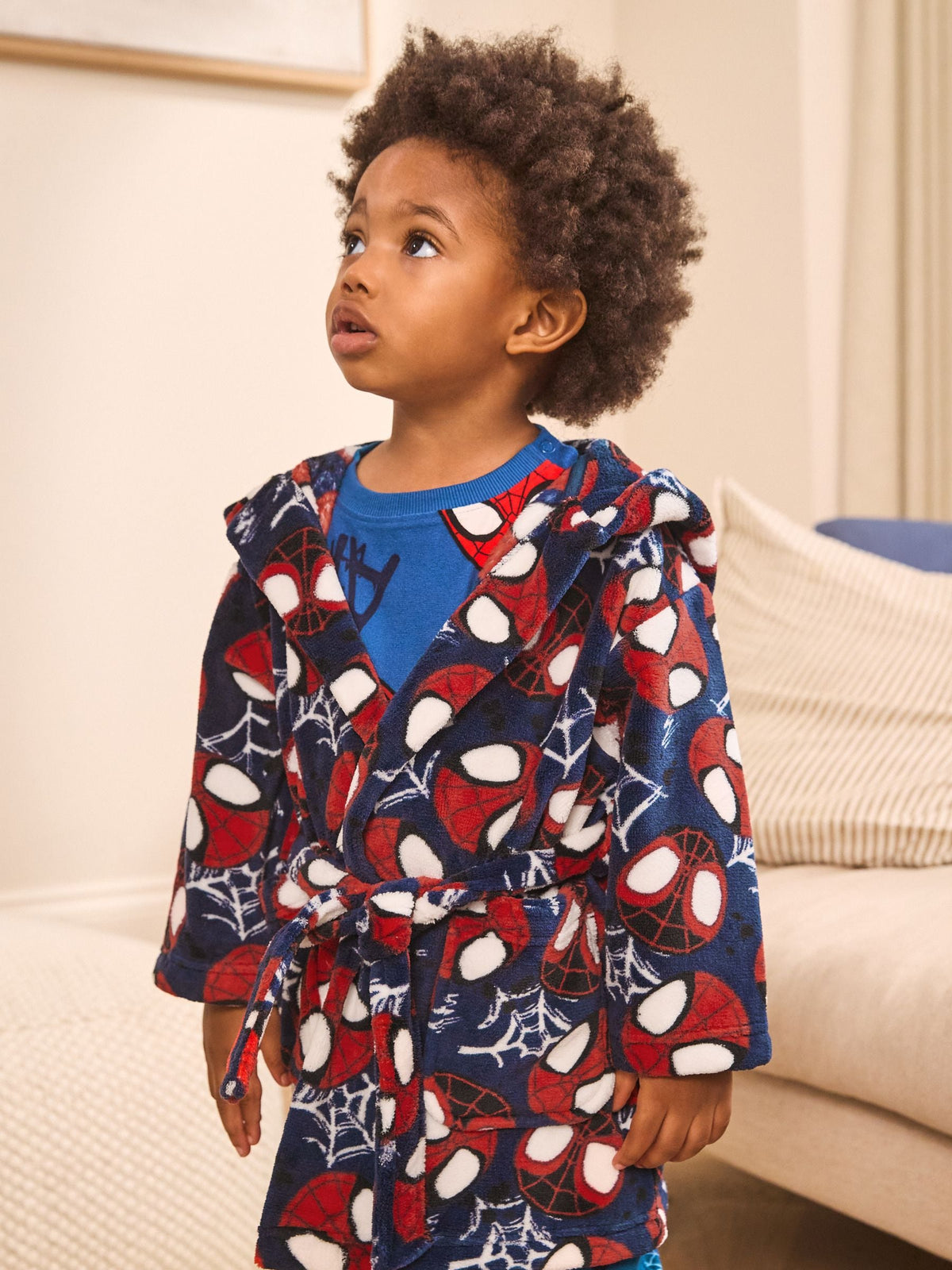 Navy Spiderman Fleece Robe (12mths-10yrs)