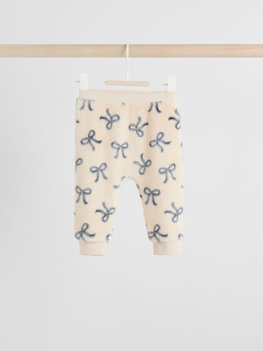 Cream/Grey Soft Velour Bow Print Jumper and Trousers Set (0mths-2yrs)