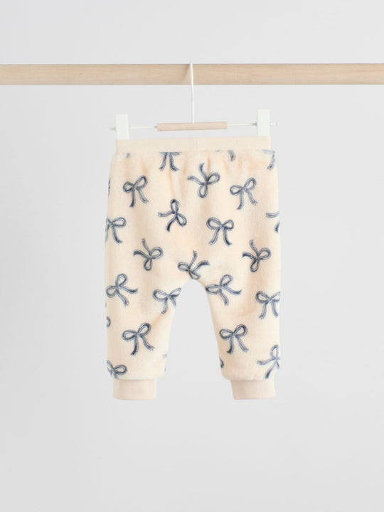 Cream/Grey Soft Velour Bow Print Jumper and Trousers Set (0mths-2yrs)