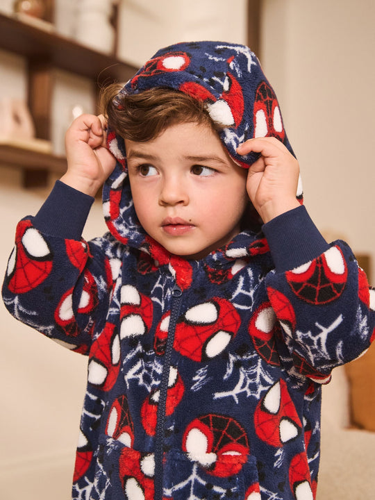 Navy/Red Spiderman Fleece All-In-One (9mths-10yrs)