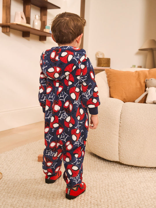 Navy/Red Spiderman Fleece All-In-One (9mths-10yrs)