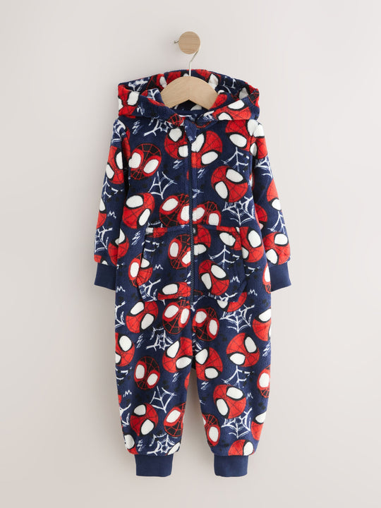 Navy/Red Spiderman Fleece All-In-One (9mths-10yrs)