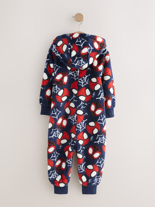 Navy/Red Spiderman Fleece All-In-One (9mths-10yrs)