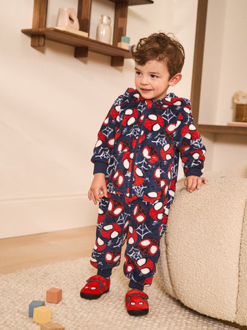 Navy/Red Spiderman Fleece All-In-One (9mths-10yrs)