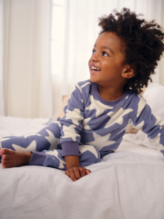 Blue/White Star Single Cosy Fleece Pyjamas (9mths-12yrs)