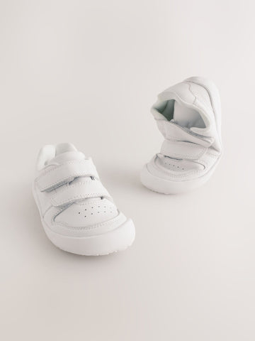White Barefoot Leather Touch Fastening Trainers