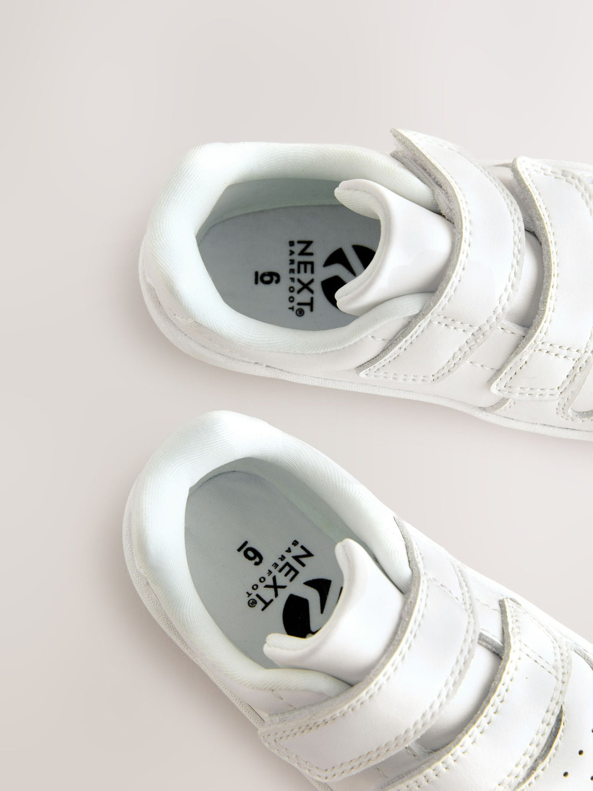 White Barefoot Leather Touch Fastening Trainers