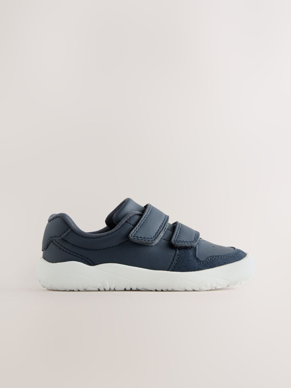 Navy Barefoot Leather Touch Fastening Trainers