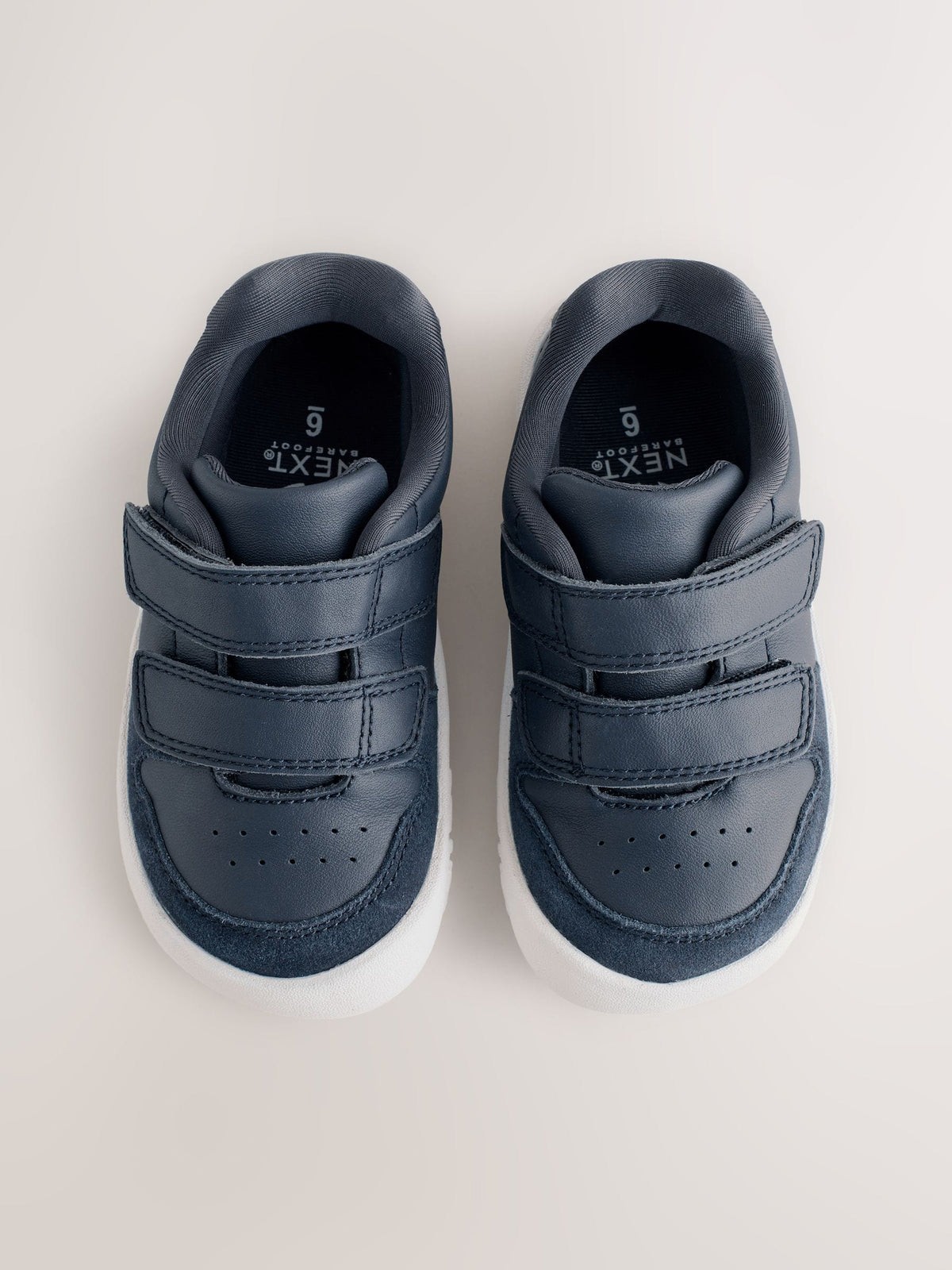 Navy Barefoot Leather Touch Fastening Trainers