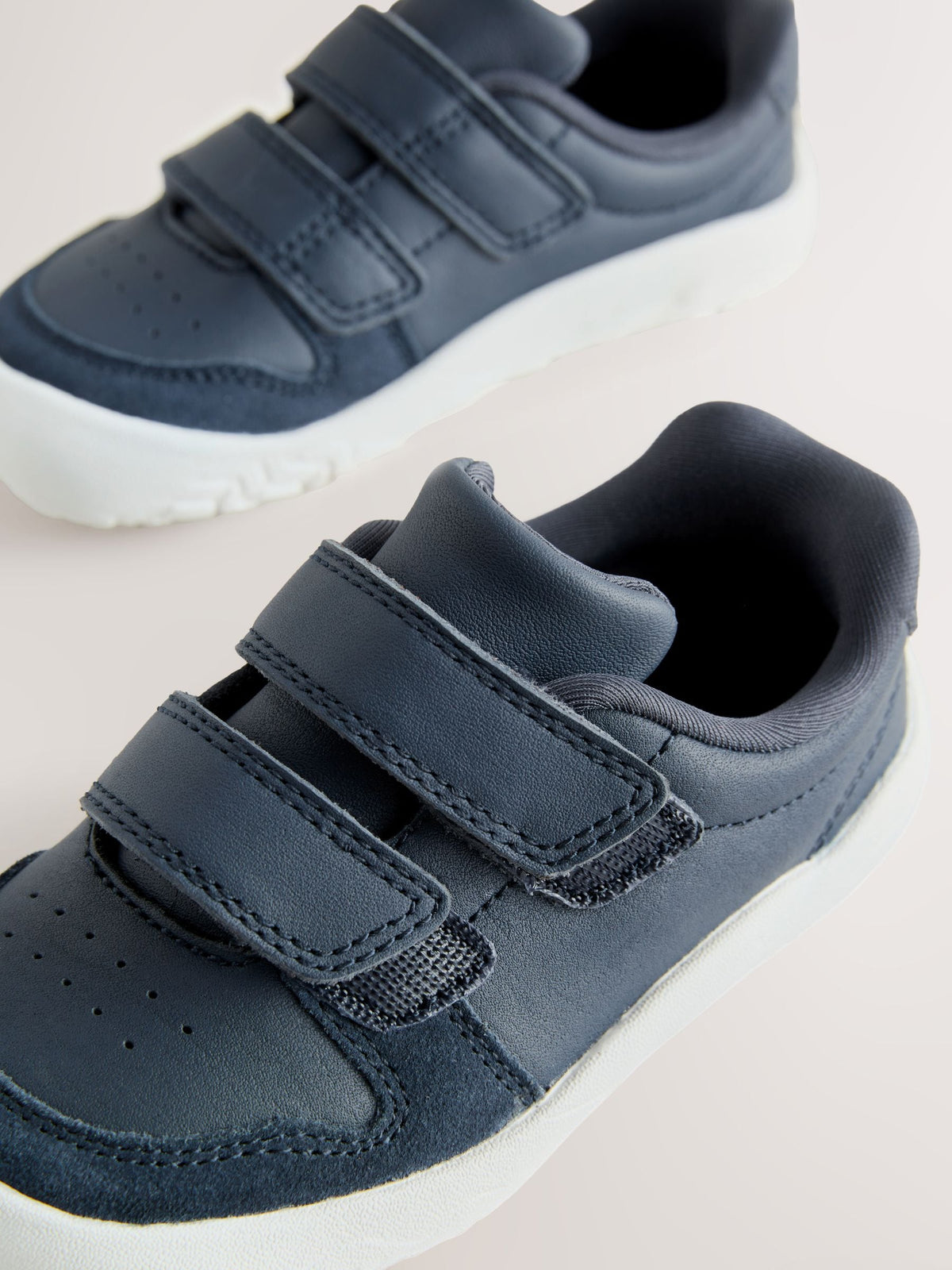 Navy Barefoot Leather Touch Fastening Trainers