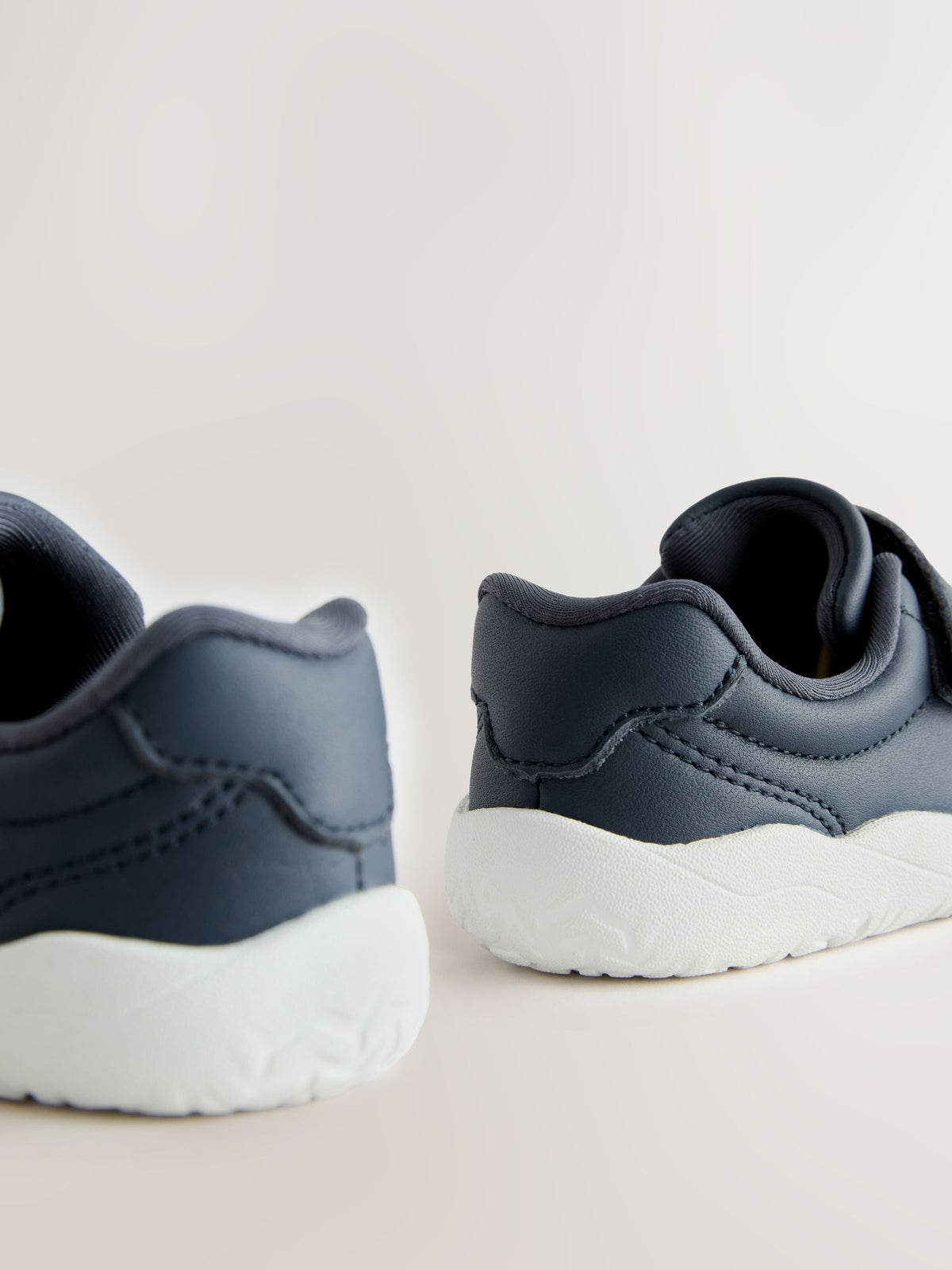 Navy Barefoot Leather Touch Fastening Trainers