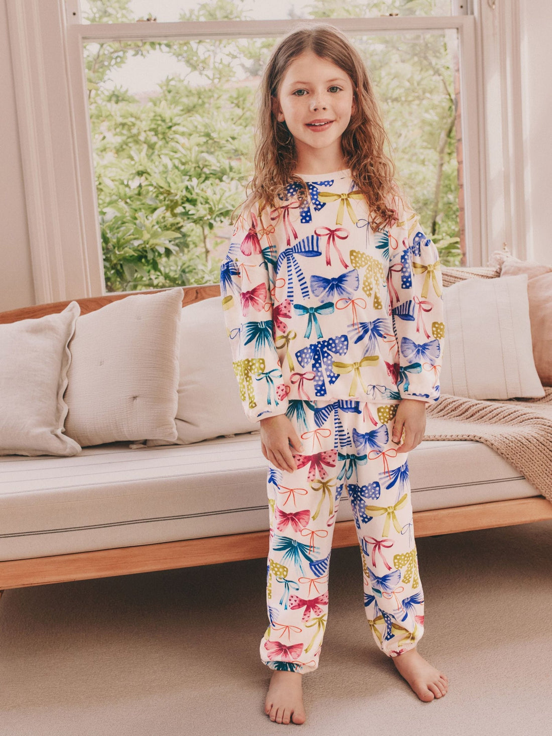 Multi Bow Print Cosy Fleece Pyjamas (9mths-16yrs)