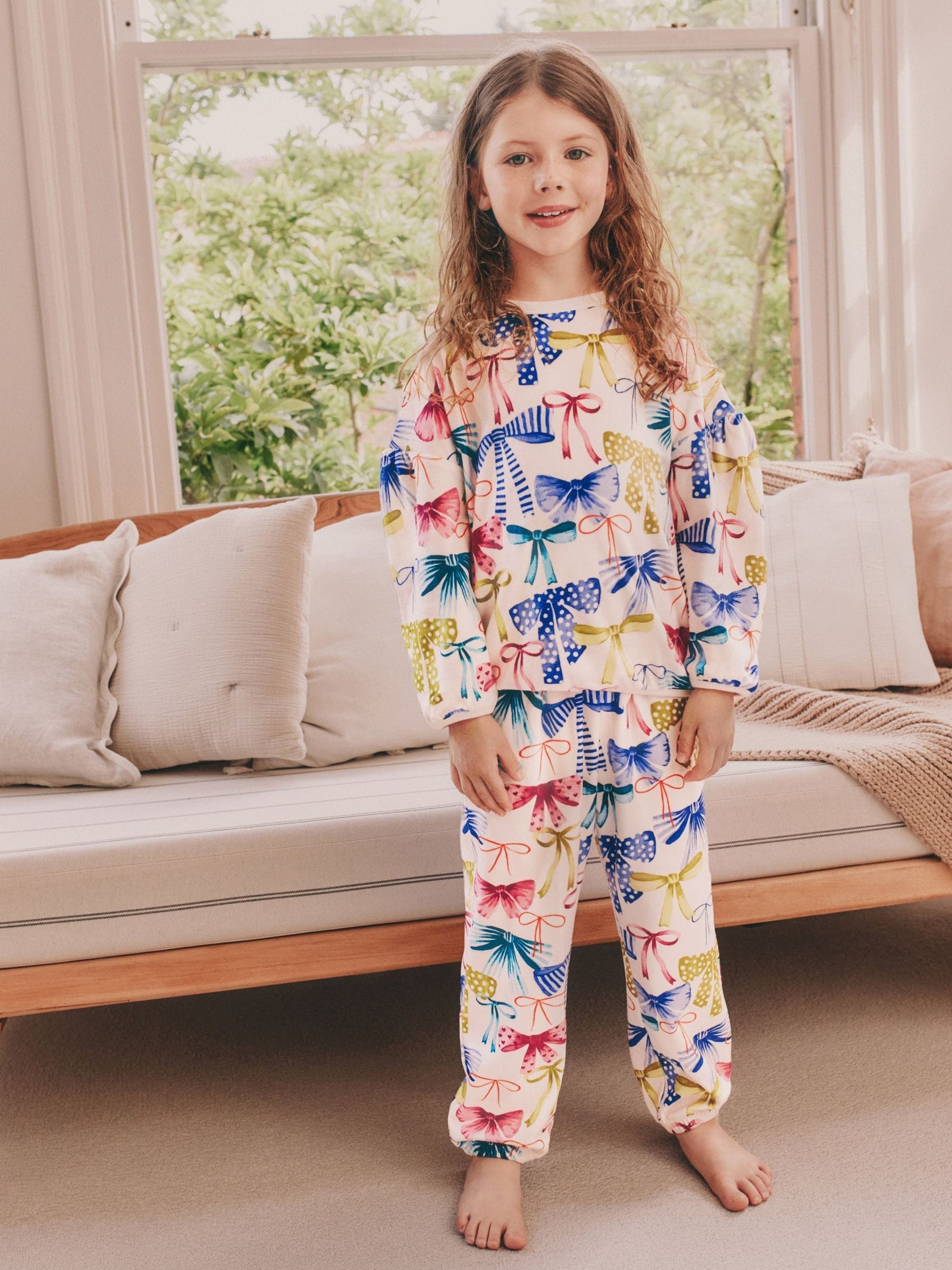 Multi Bow Print Cosy Fleece Pyjamas (9mths-16yrs)