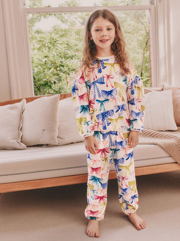 Multi Bow Print Cosy Fleece Pyjamas (9mths-16yrs)