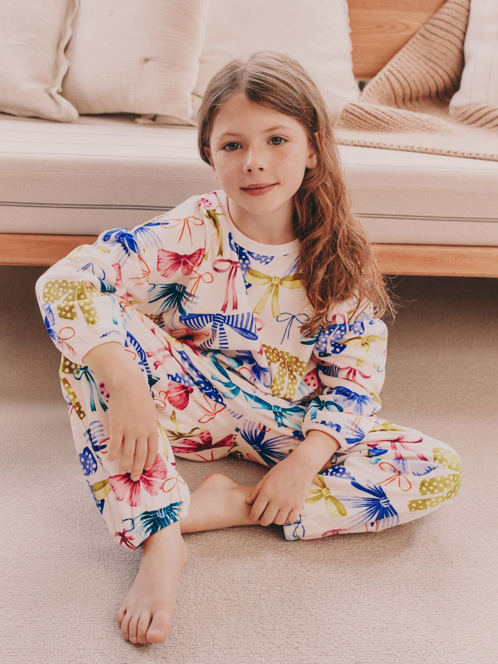 Multi Bow Print Cosy Fleece Pyjamas (9mths-16yrs)
