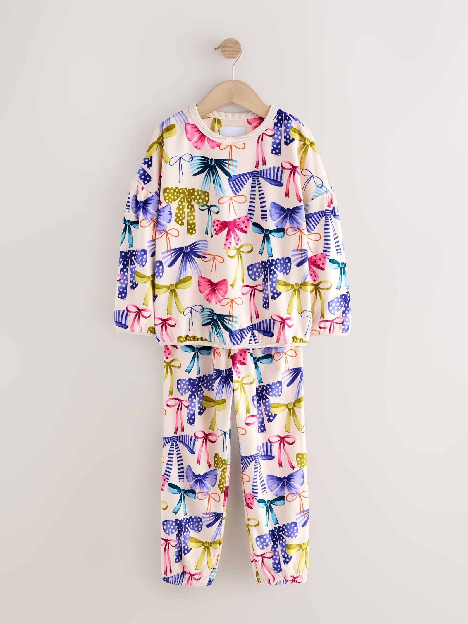 Multi Bow Print Cosy Fleece Pyjamas (9mths-16yrs)