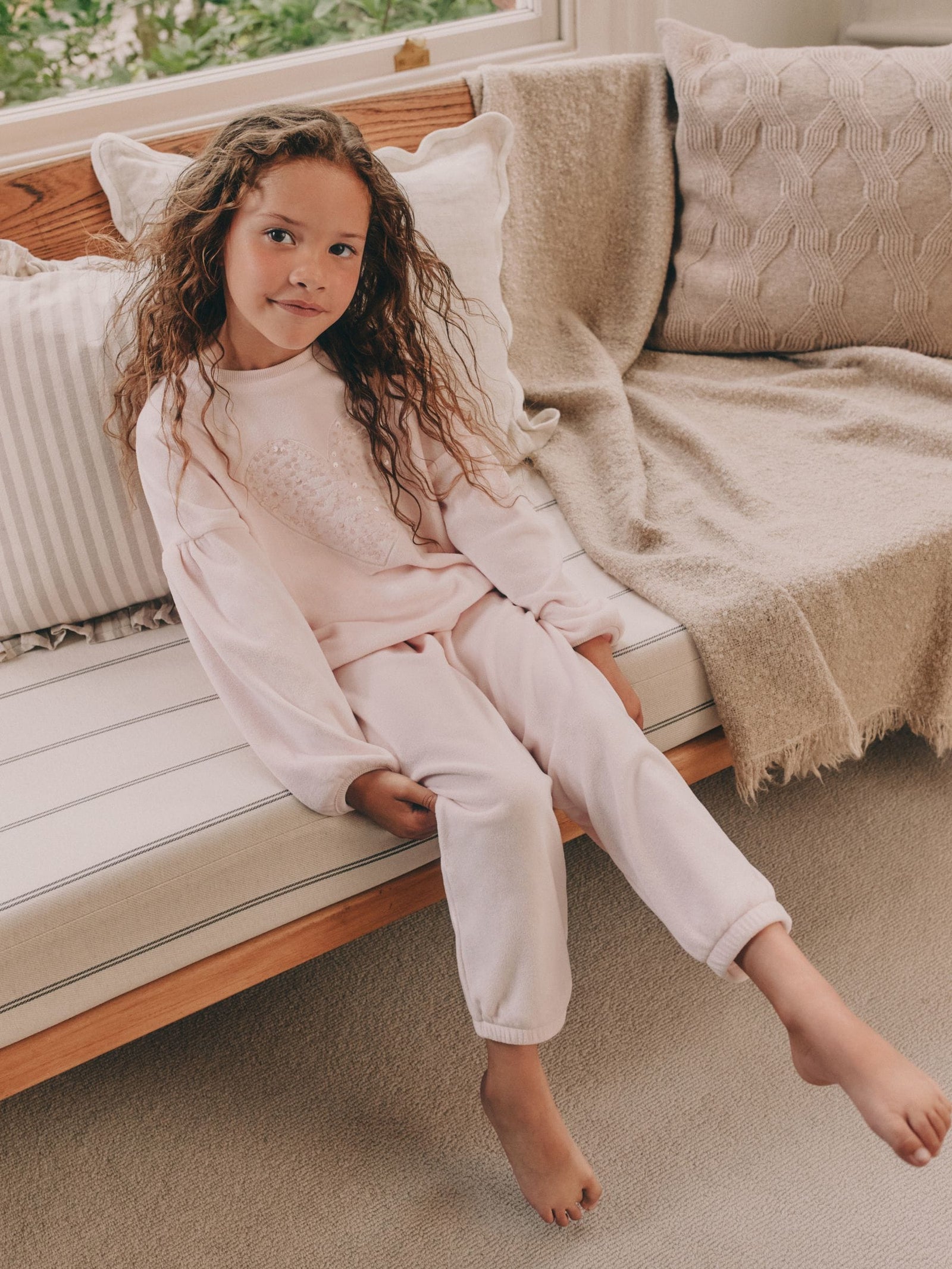 Pink Sequin Heart Cosy Fleece Pyjamas (9mths-16yrs)