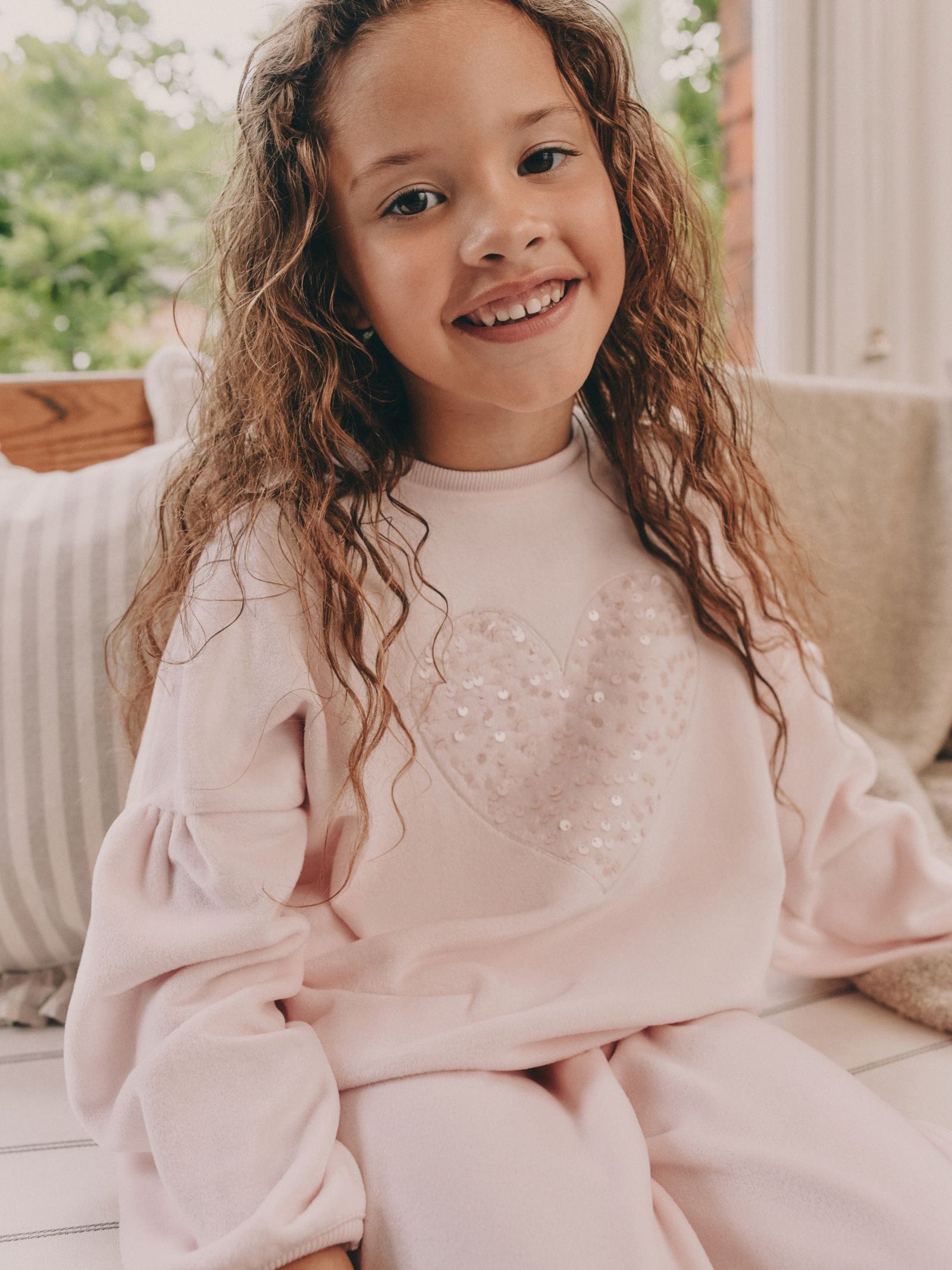 Pink Sequin Heart Cosy Fleece Pyjamas (9mths-16yrs)