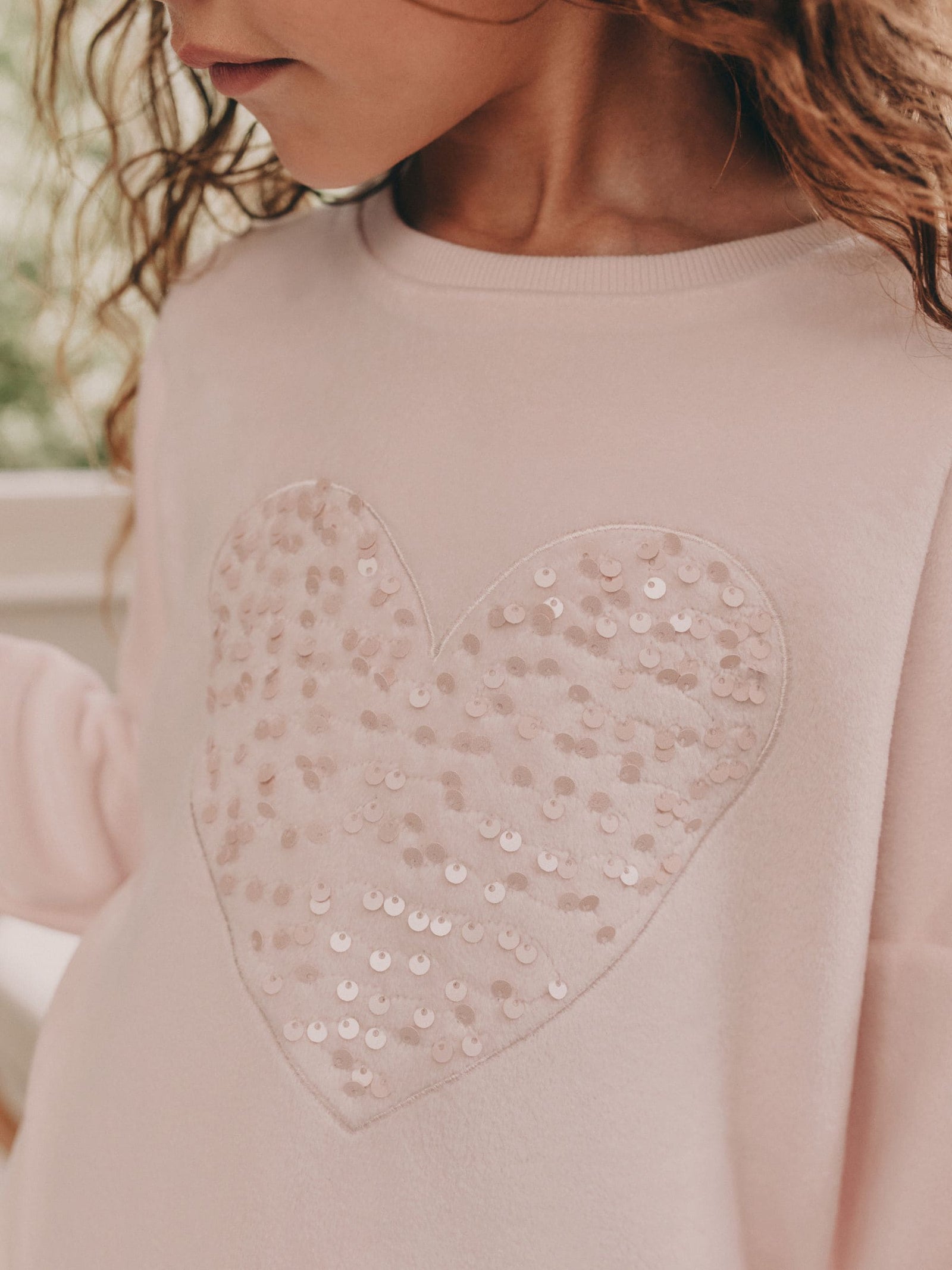 Pink Sequin Heart Cosy Fleece Pyjamas (9mths-16yrs)