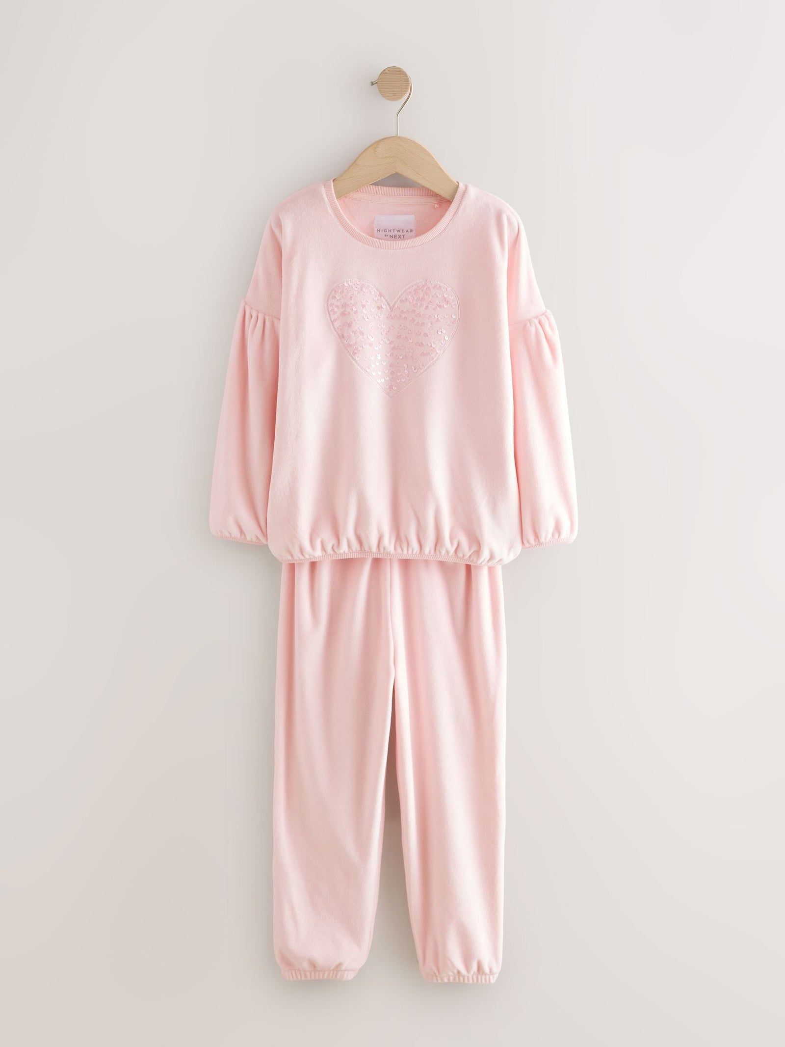 Pink Sequin Heart Cosy Fleece Pyjamas (9mths-16yrs)