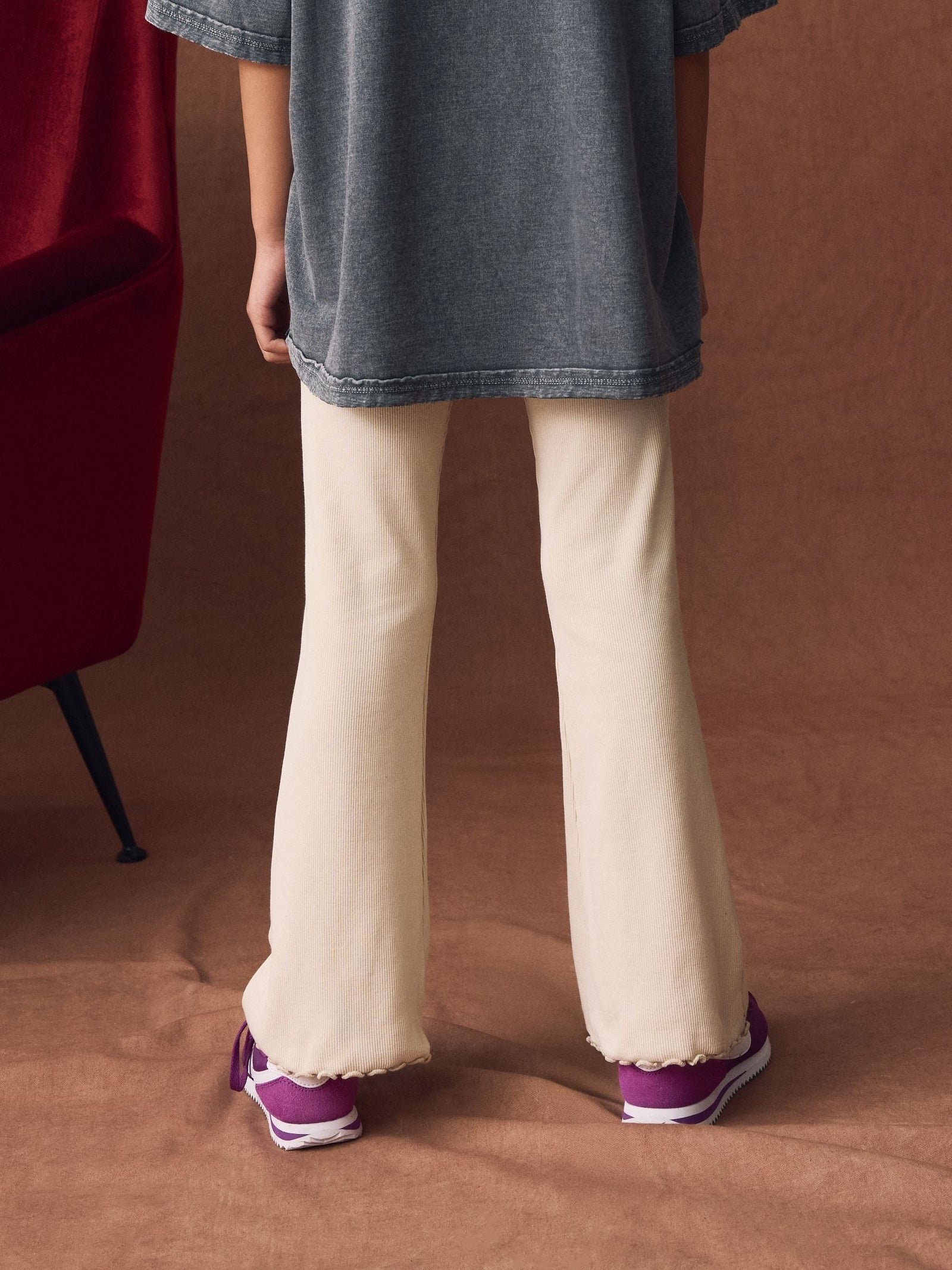 Neutral 1 Pack Rib Flare Leggings (3-16yrs)