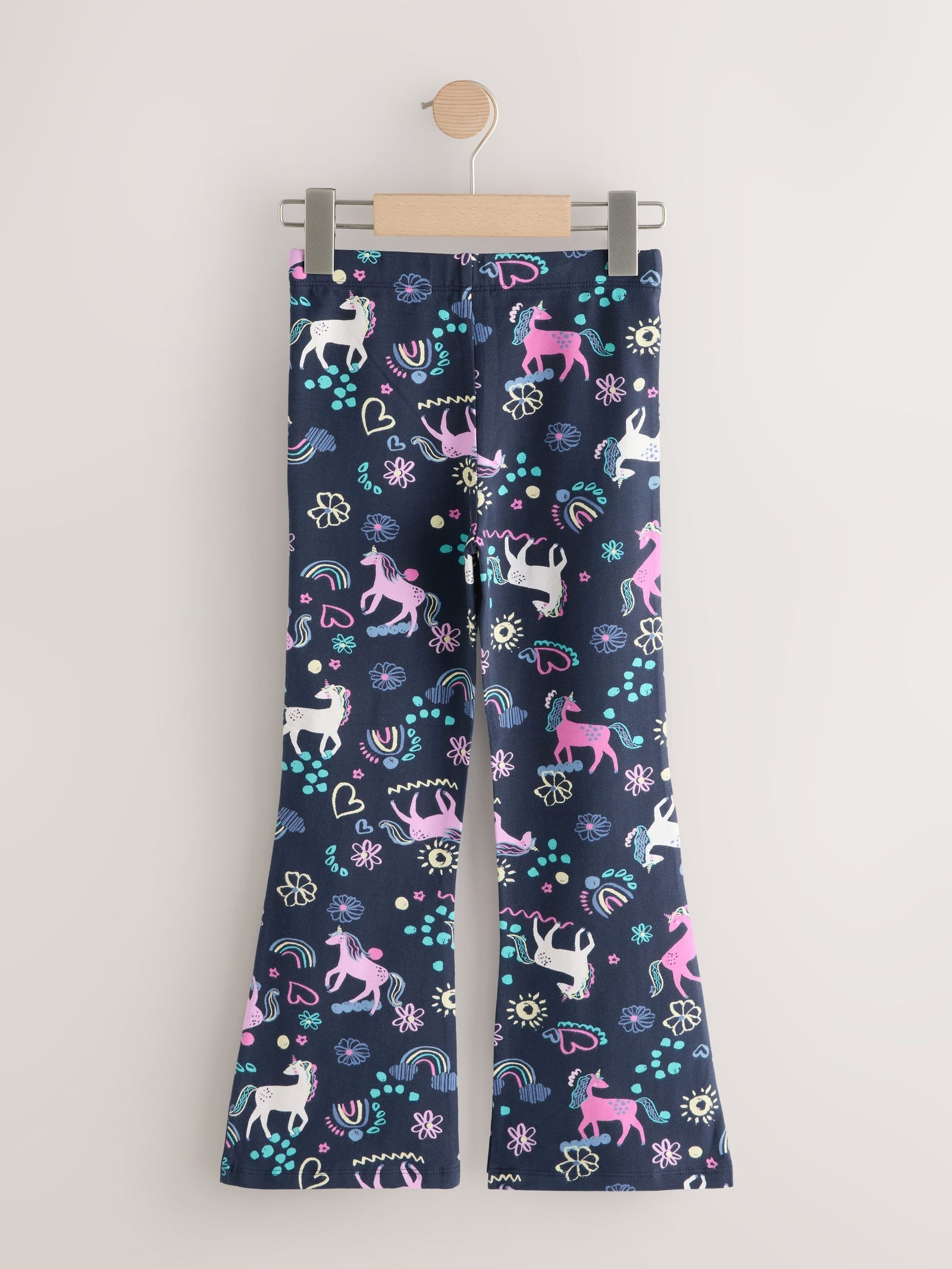 Navy Unicorn Flare Leggings (3-16yrs)