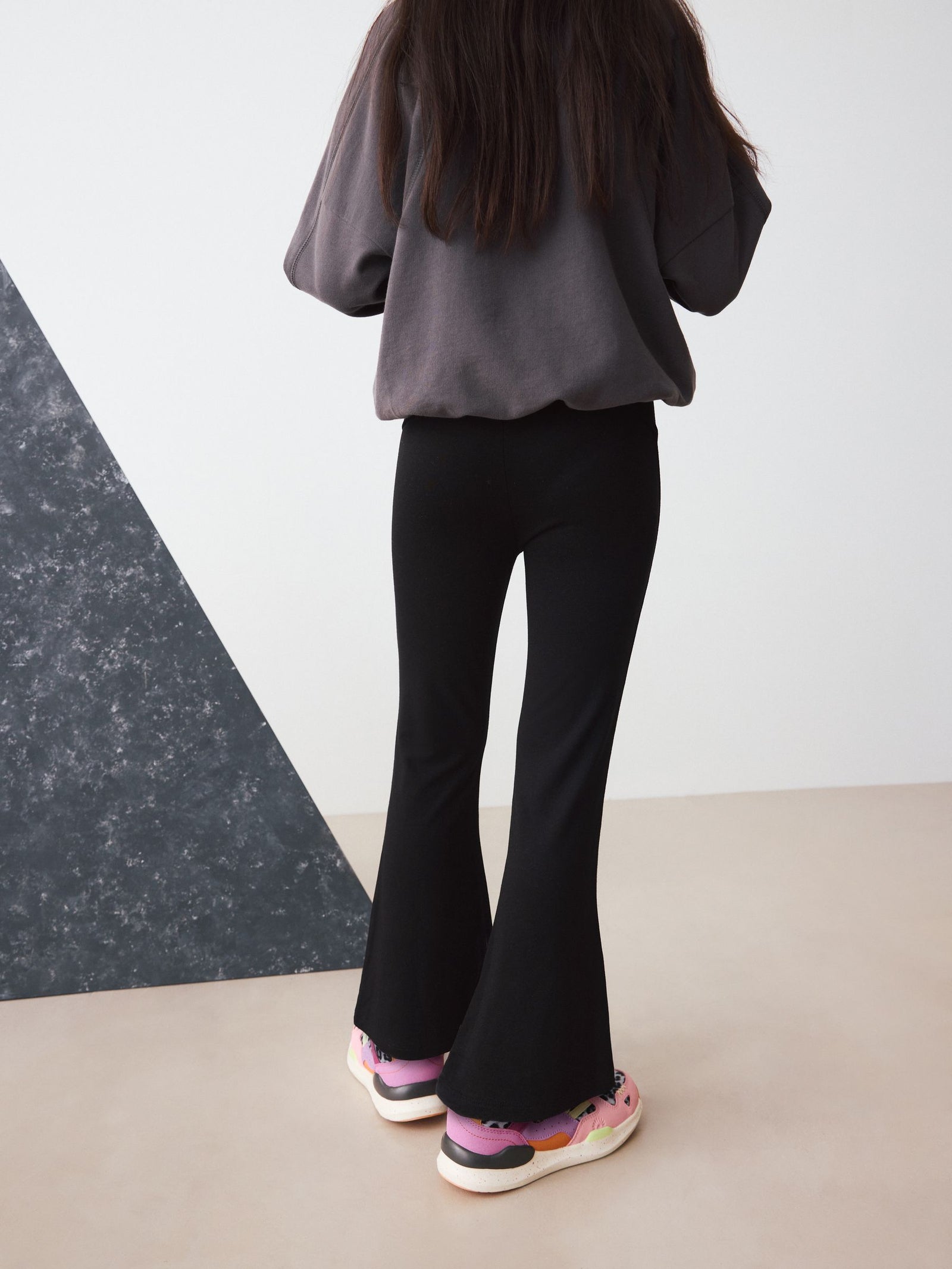 Black Fold Over Flare Leggings (3-16yrs)