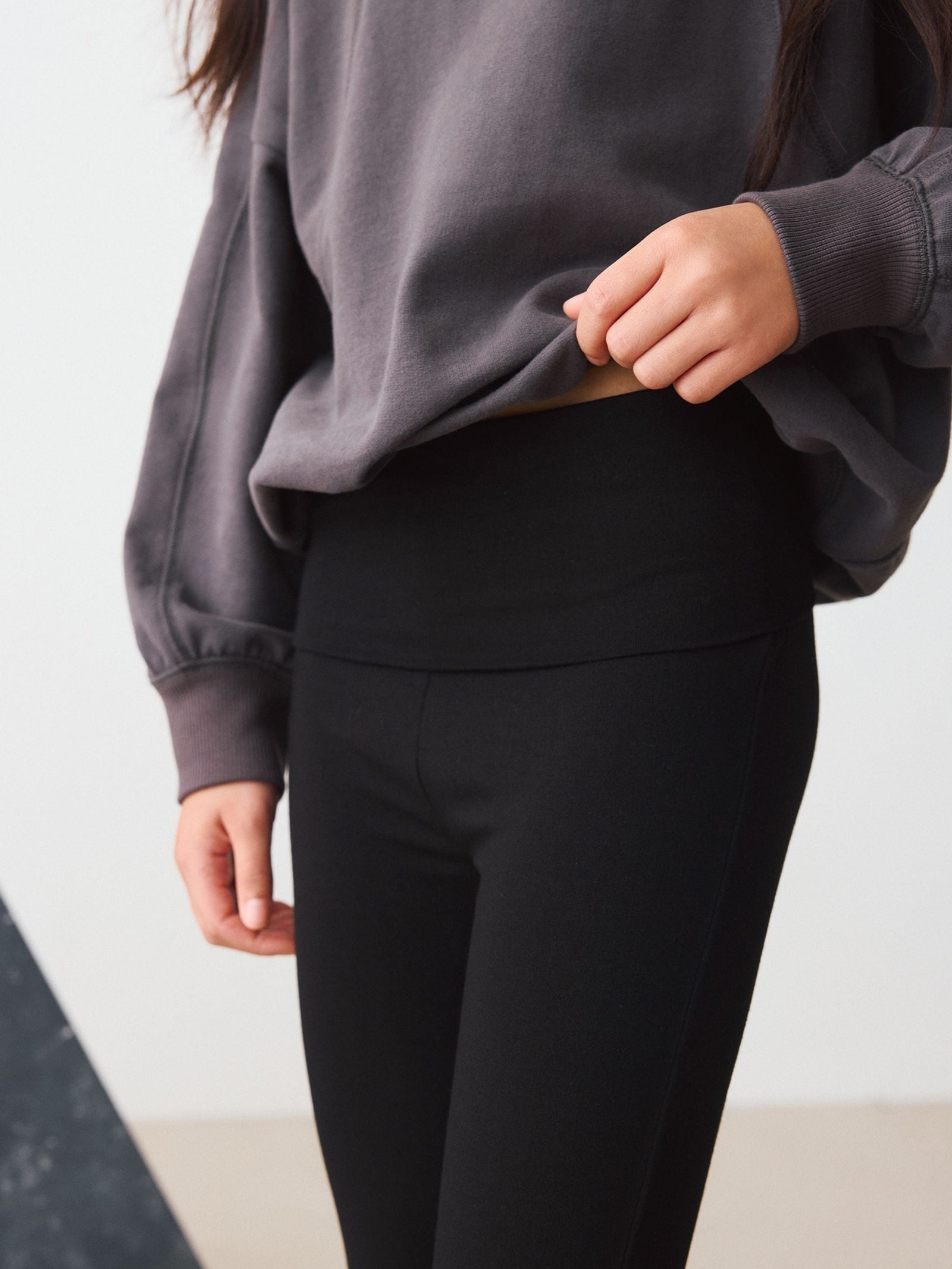 Black Fold Over Flare Leggings (3-16yrs)