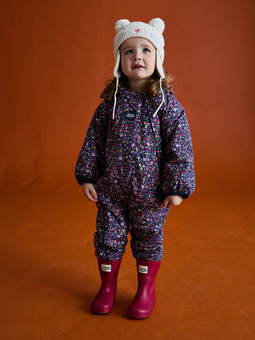 JoJo Maman Bébé Navy Hedgehog Fleece-lined Waterproof Puddle Suit