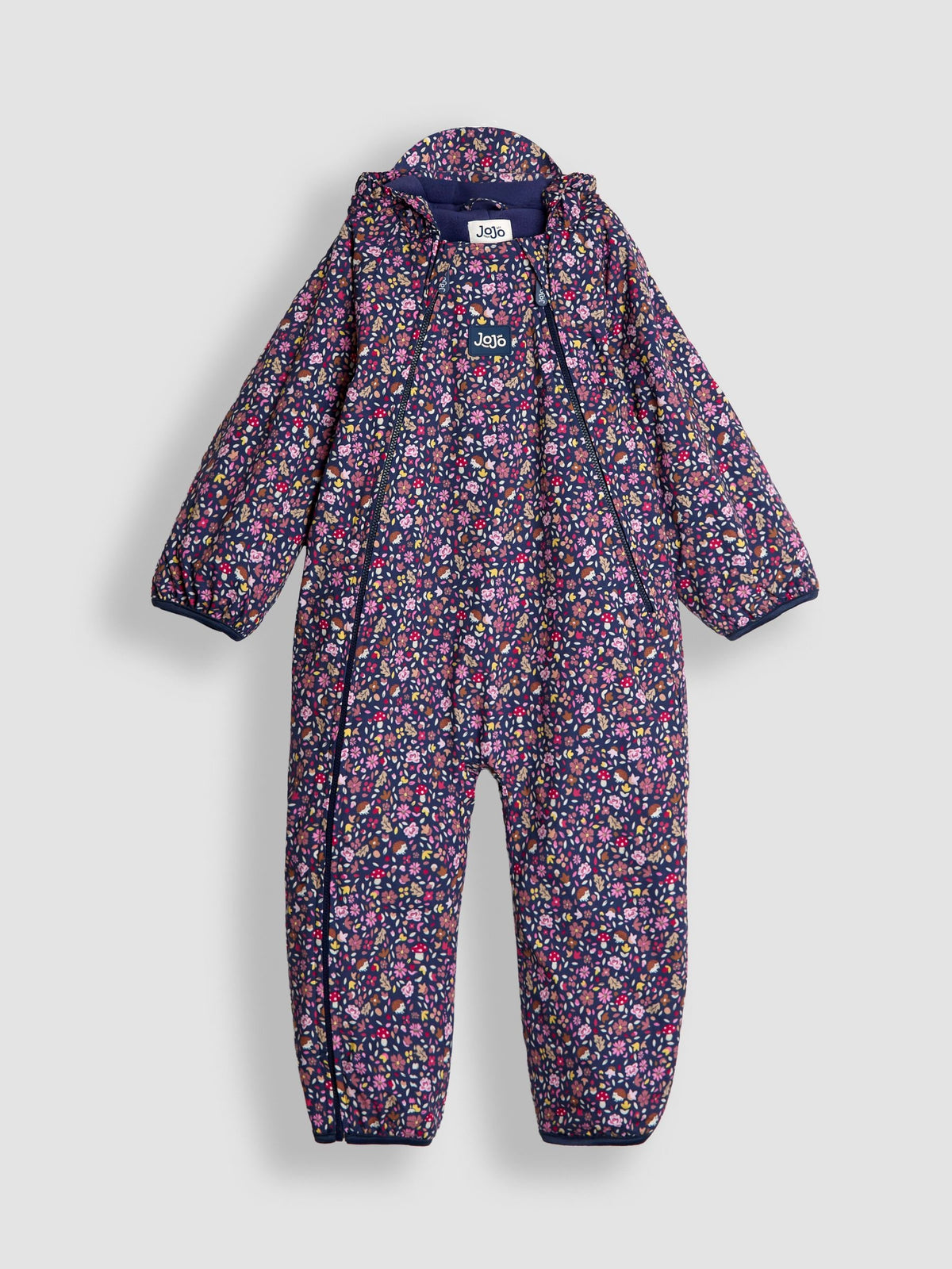 JoJo Maman Bébé Navy Hedgehog Fleece-lined Waterproof Puddle Suit
