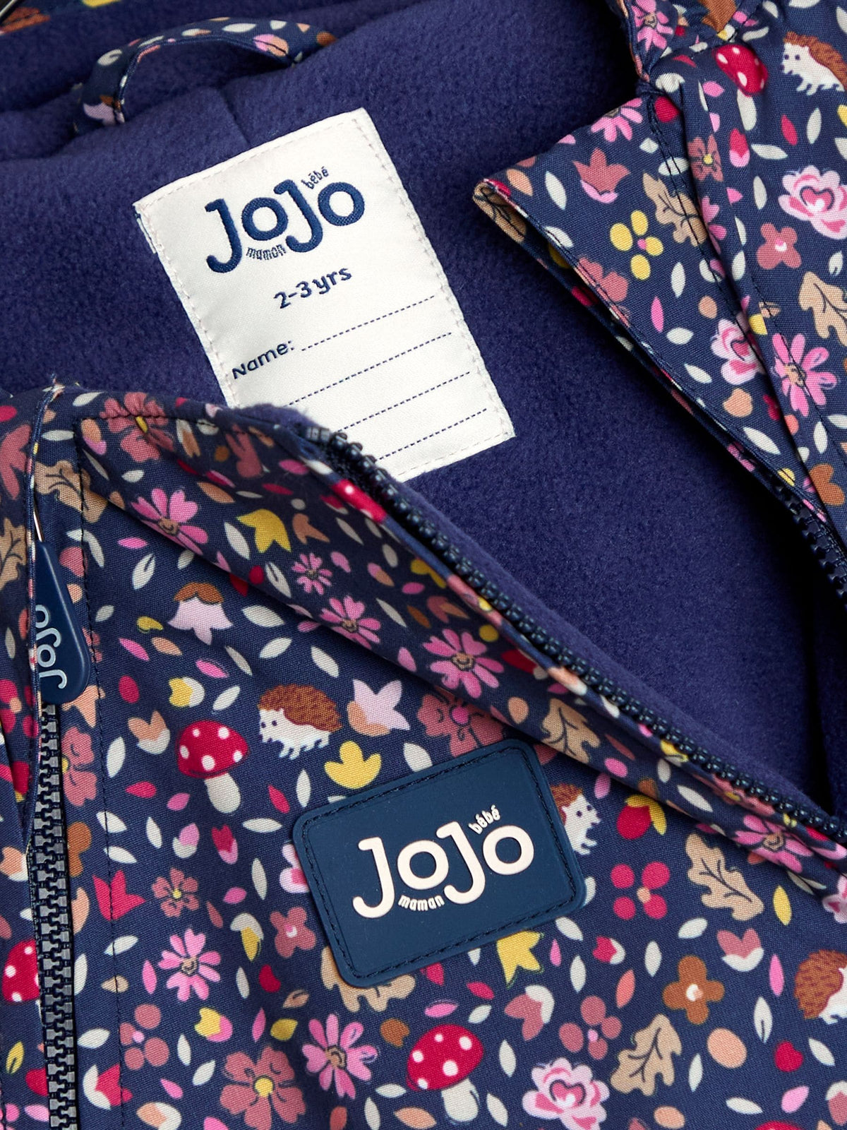 JoJo Maman Bébé Navy Hedgehog Fleece-lined Waterproof Puddle Suit