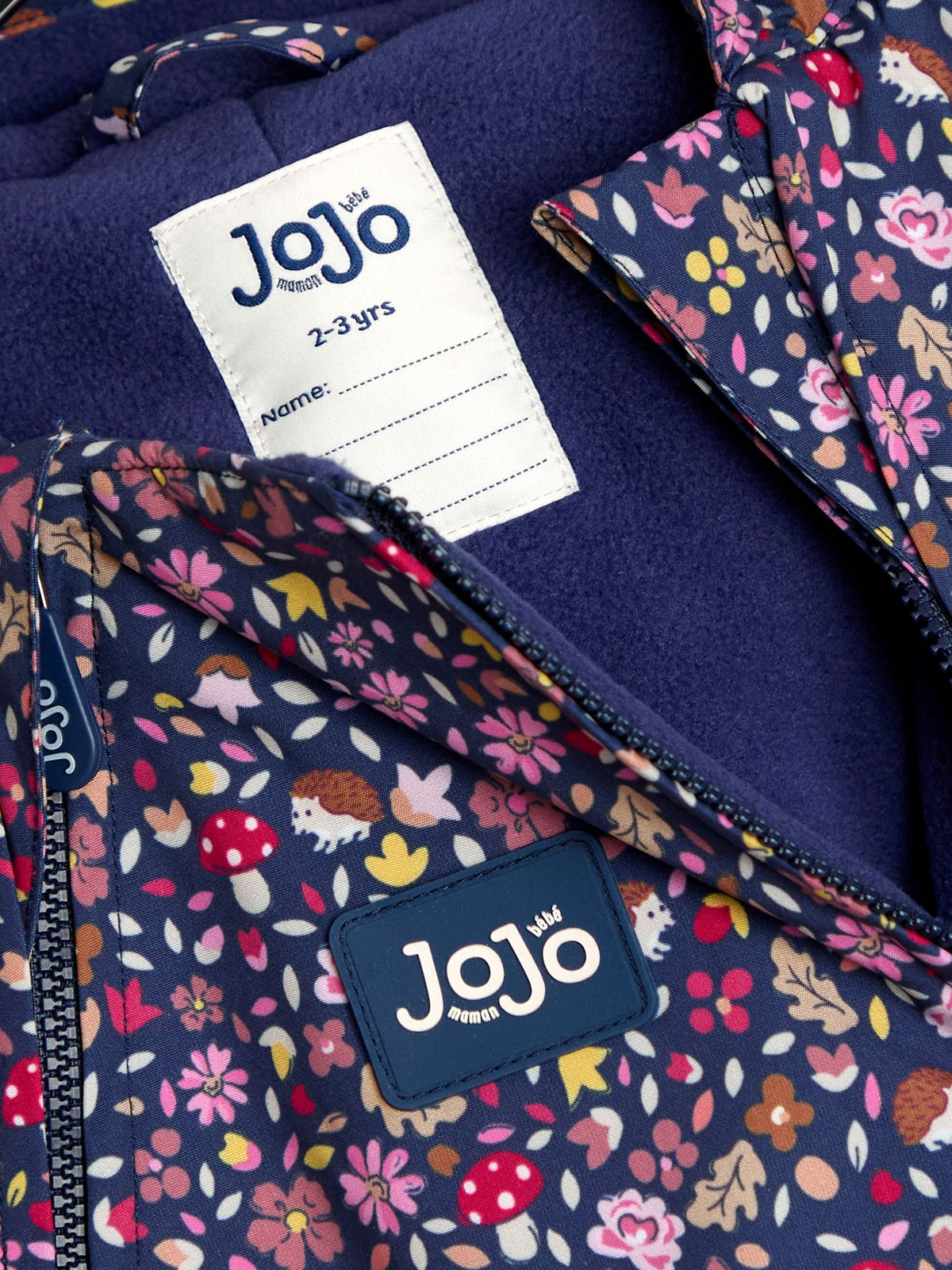 JoJo Maman Bébé Navy Hedgehog Fleece-lined Waterproof Puddle Suit
