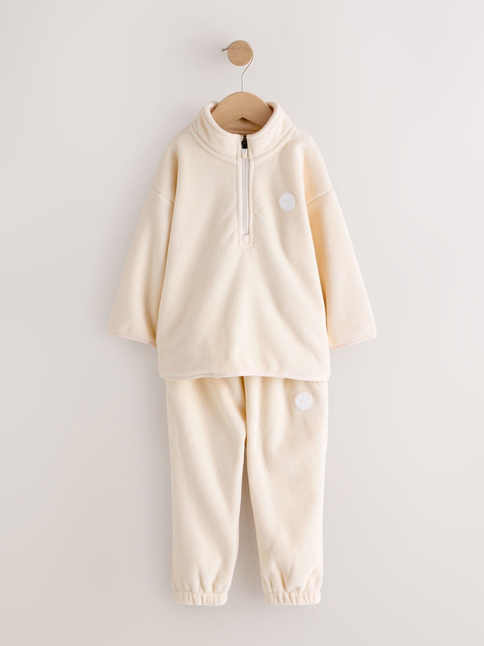 Ecru Off White Fleece Half Zip Top and Joggers Set (3mths-7yrs)