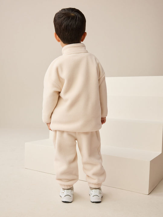 Ecru Off White Fleece Half Zip Top and Joggers Set (3mths-7yrs)