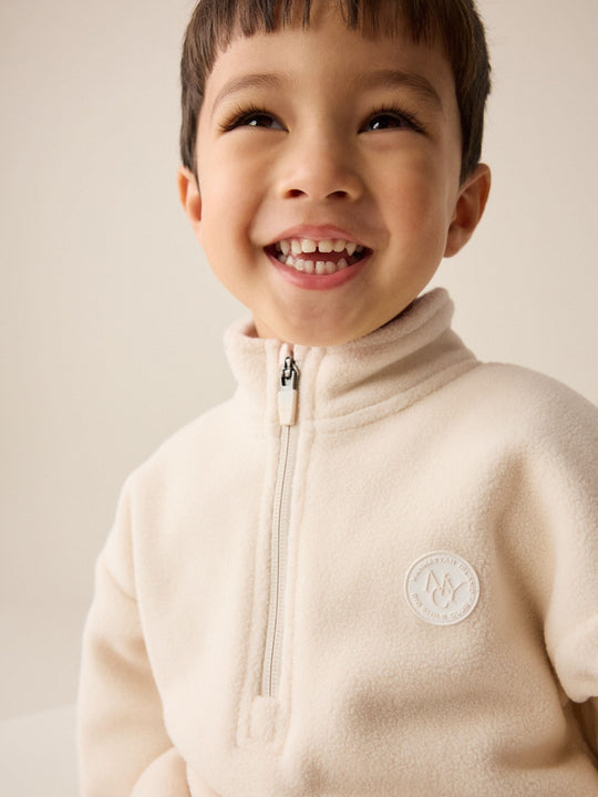 Ecru Off White Fleece Half Zip Top and Joggers Set (3mths-7yrs)