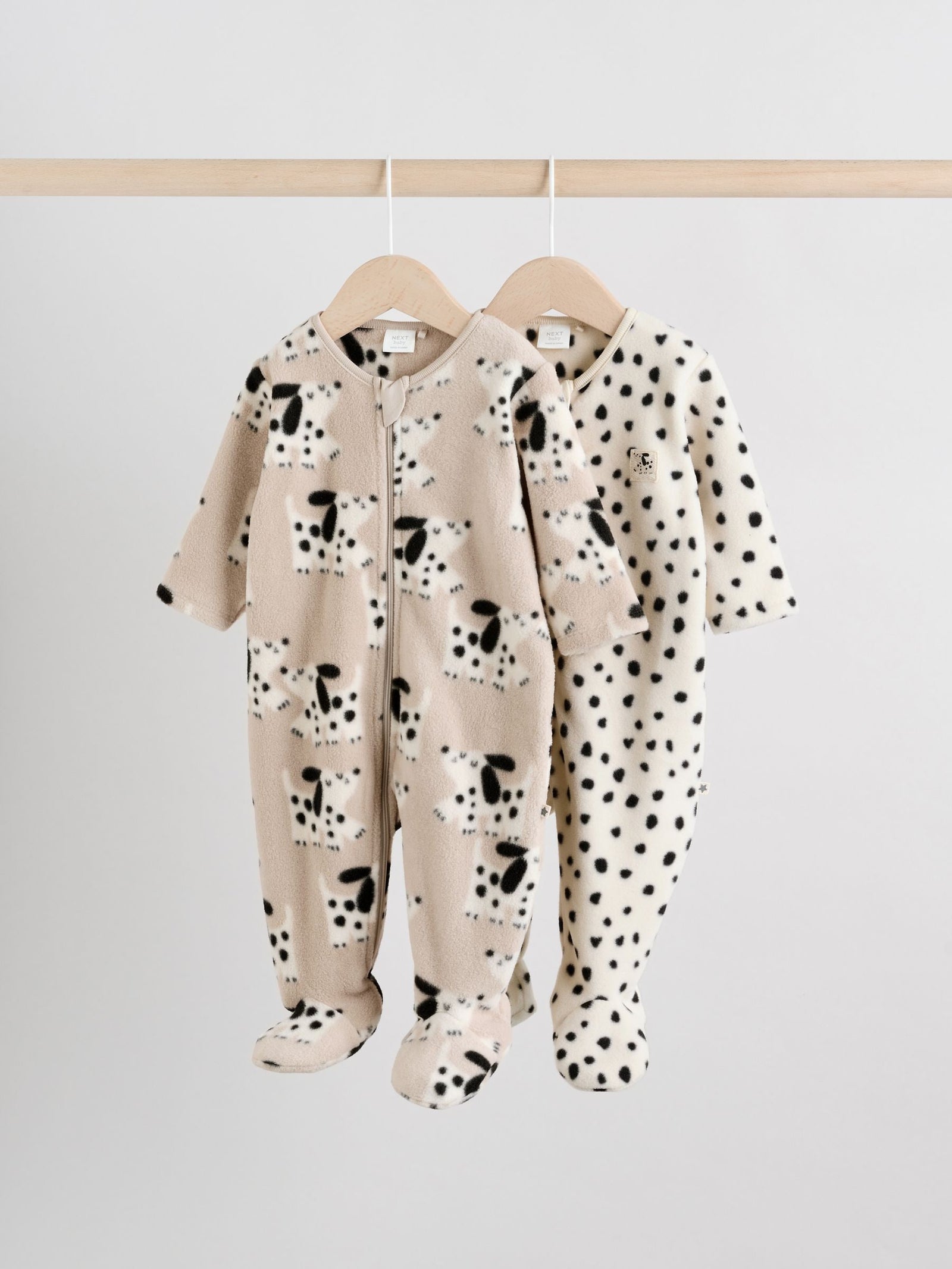 Neutral Baby Micro Fleece Two Way Zip Sleepsuits 2 Pack