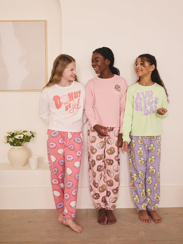 Avocado Slogan Print Joggers Pyjamas 3 Pack (3-16yrs)