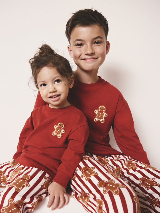 Red Gingerbread Man Matching Family Christmas Cosy Long sleeve Pyjamas immediate