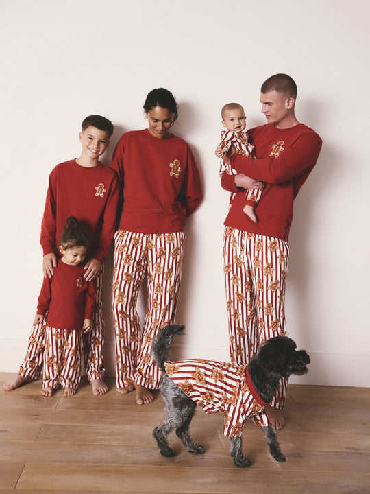 Red Gingerbread Man Matching Family Christmas Cosy Long sleeve Pyjamas immediate
