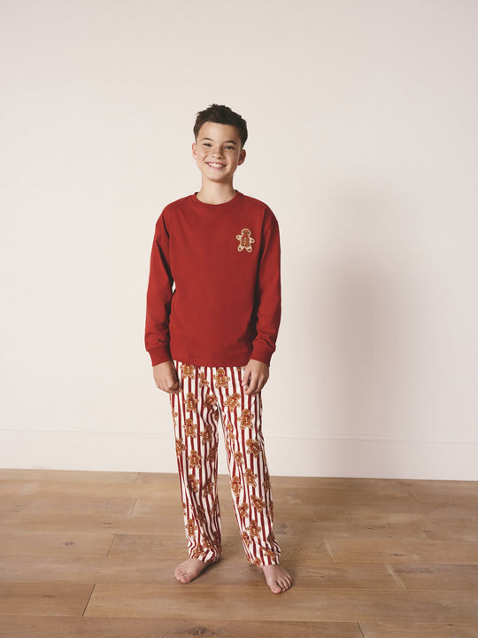 Red Gingerbread Man Matching Family Christmas Cosy Long sleeve Pyjamas immediate