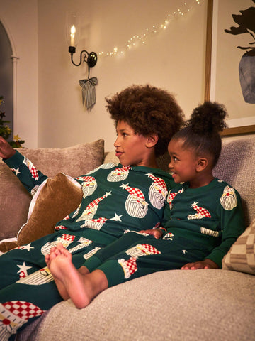 Green Santa Matching Family Christmas Cosy Long Sleeve Pyjamas immediate