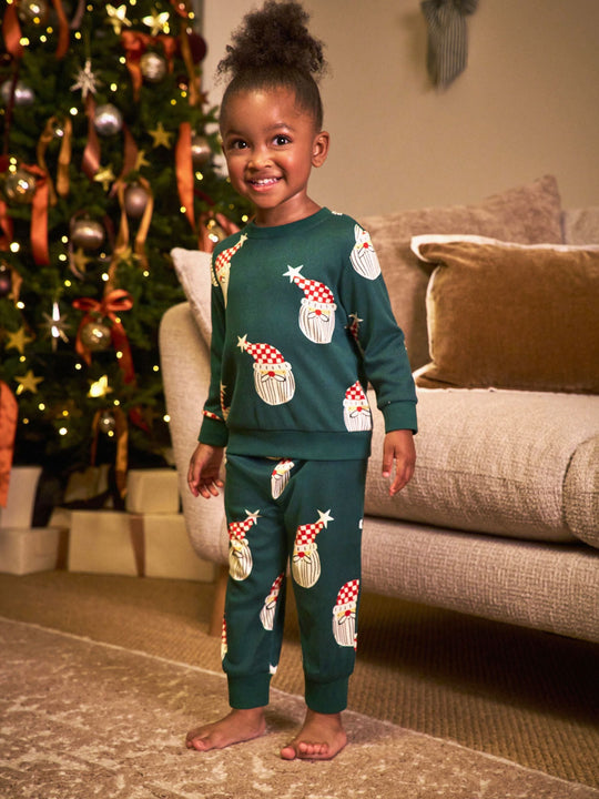 Green Santa Matching Family Christmas Cosy Long Sleeve Pyjamas immediate