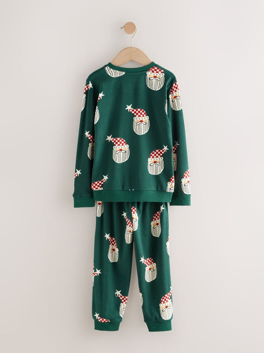 Green Santa Matching Family Christmas Cosy Long Sleeve Pyjamas immediate