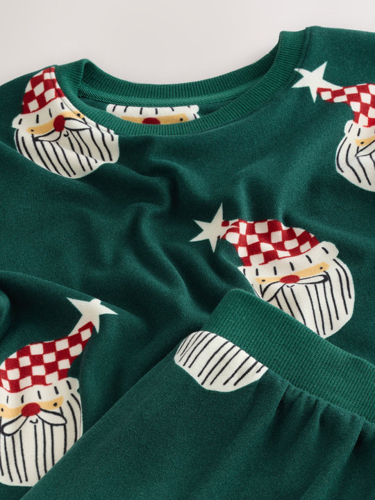 Green Santa Matching Family Christmas Cosy Long Sleeve Pyjamas immediate