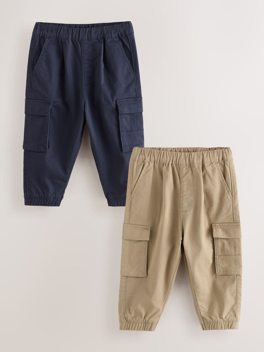 Tan/Navy Cargo Trousers 2 Pack (3mths-7yrs)