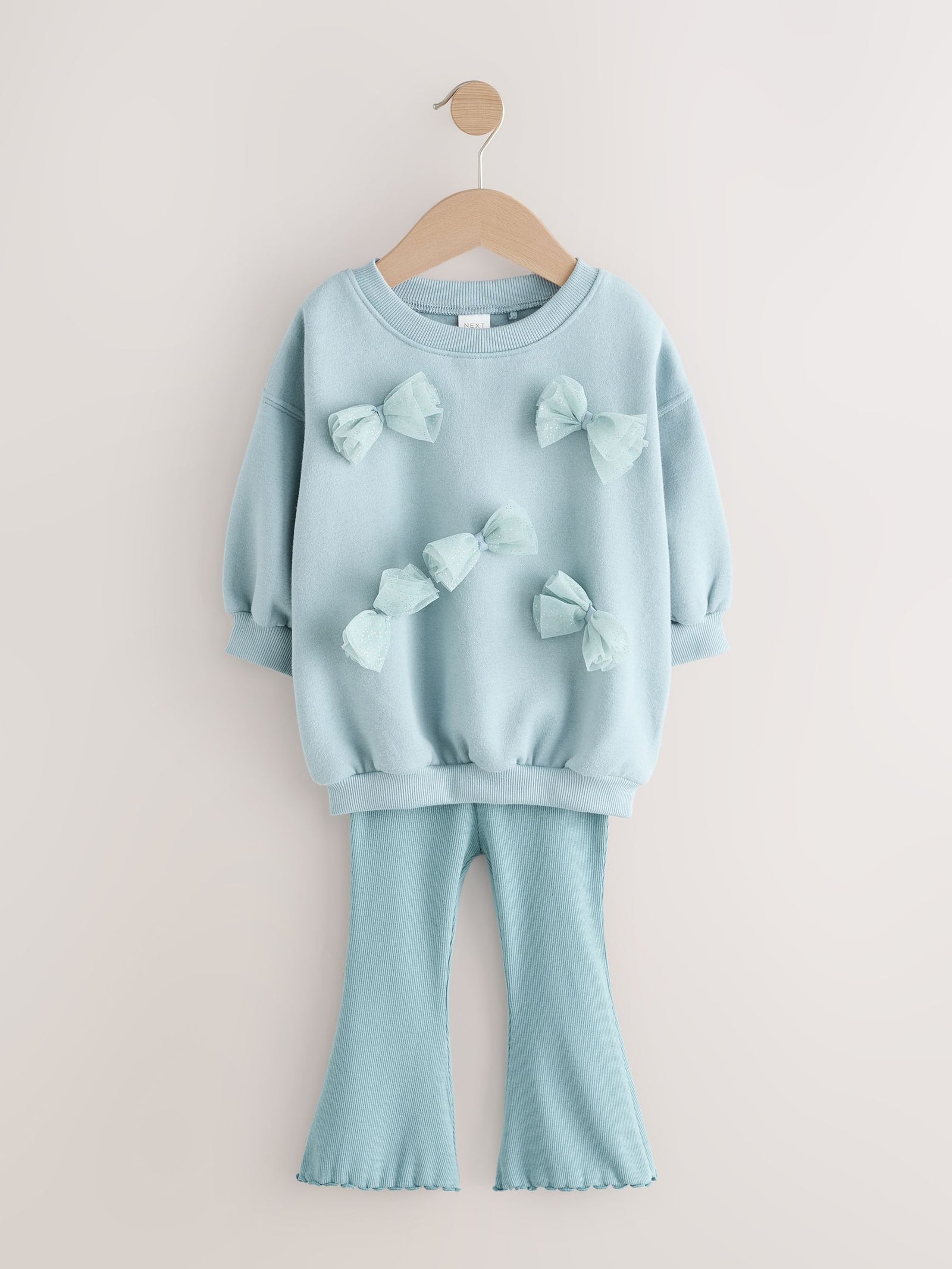 Blue Bow Sweatshirt & Flare Leggings Set (3mths-7yrs)